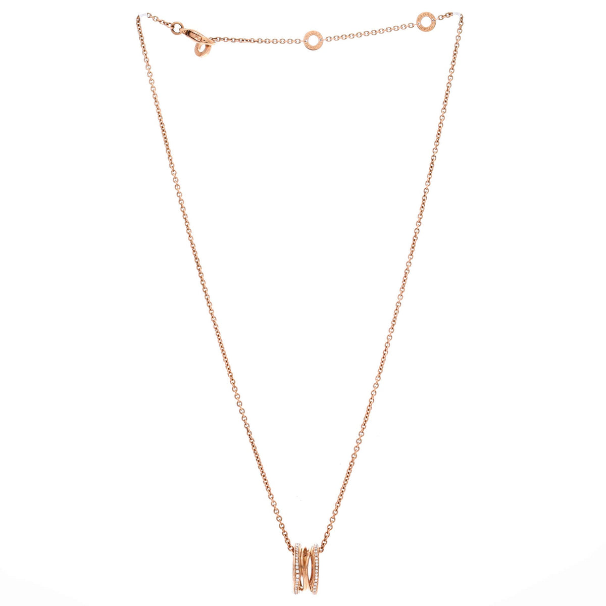 B.Zero1 Open Design Legend Zaha Hadid Pendant Necklace 18K Rose Gold with Diamonds