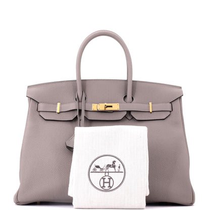 Birkin Handbag Gris Asphalte Togo with Gold Hardware 35