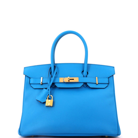 Birkin Handbag Bleu Zanzibar Epsom with Gold Hardware 30