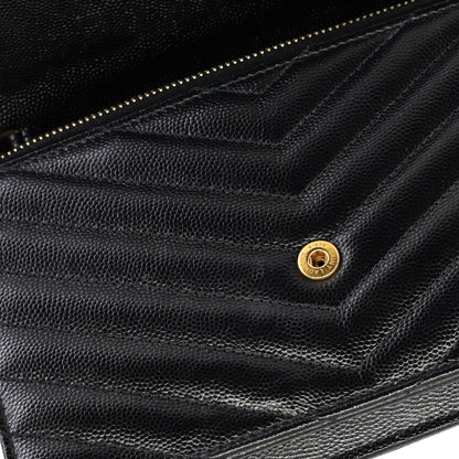 Classic Monogram Wallet on Chain Matelasse Chevron Leather Small