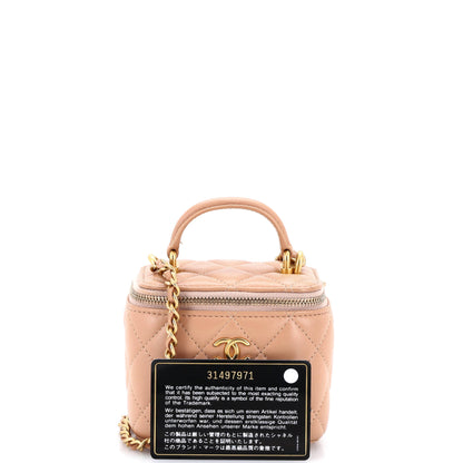 Classic Top Handle Vanity Case with Chain Quilted Lambskin Mini