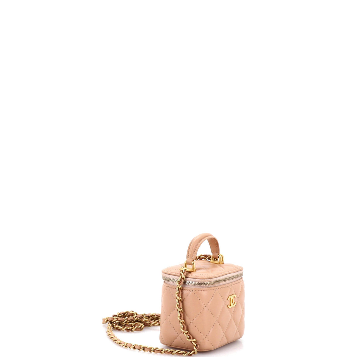 Classic Top Handle Vanity Case with Chain Quilted Lambskin Mini