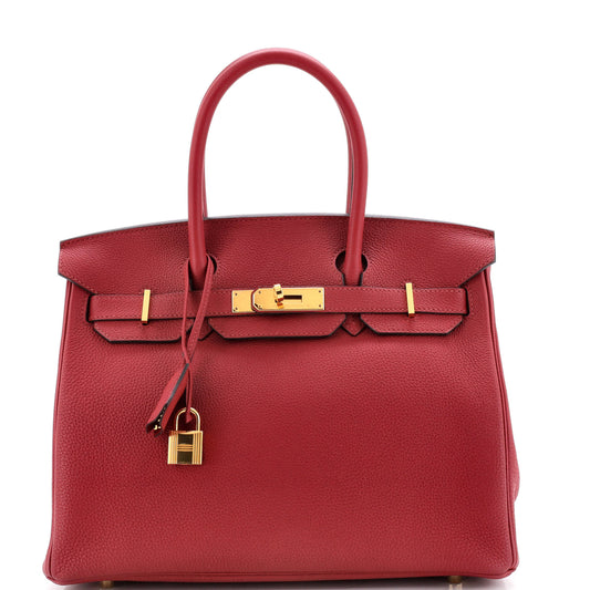 Birkin Handbag Rouge Grenat Togo with Gold Hardware 30