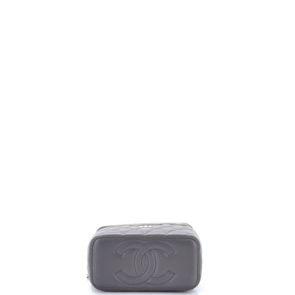 Classic Top Handle Vanity Case with Chain Quilted Lambskin Small