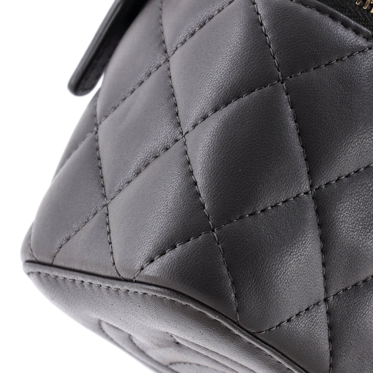 Classic Top Handle Vanity Case with Chain Quilted Lambskin Mini
