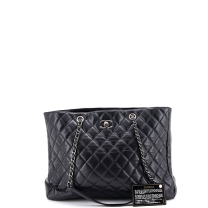Classic CC Shopping Tote Quilted Caviar Large