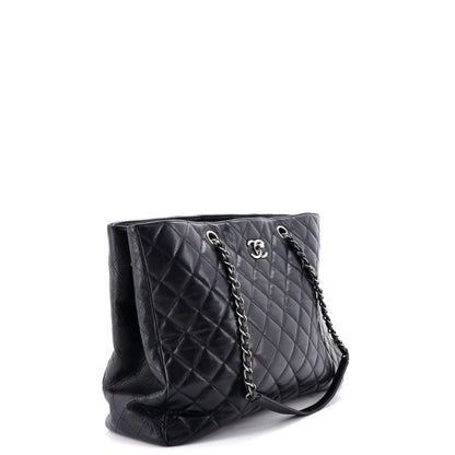 Classic CC Shopping Tote Quilted Caviar Large