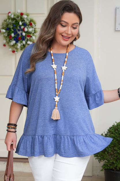 Threaded Pear Bailey Short Sleeve Casual Plus Blouse