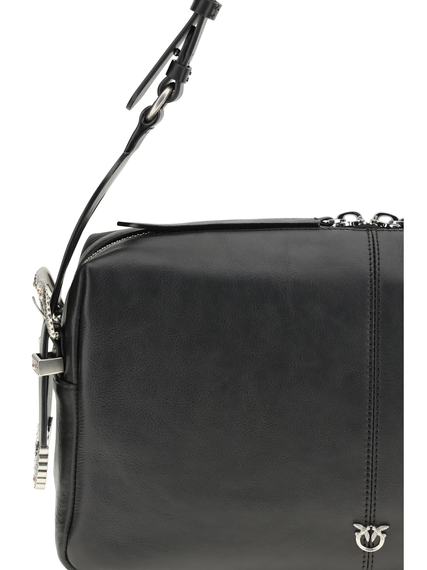 Shoulder Bag Keeper Leather Black/Old Silver