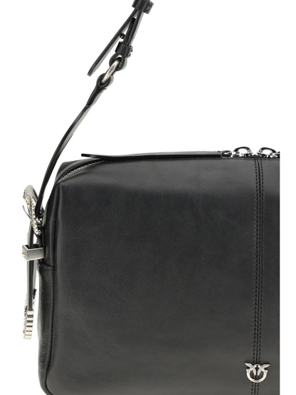 Shoulder Bag Keeper Leather Black/Old Silver