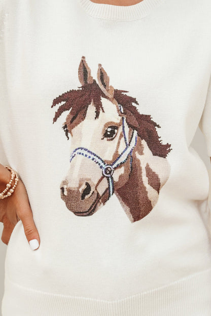 Threaded Pear Regina Printed Short Sleeve Sweater