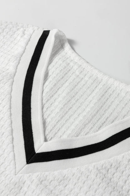 Threaded Pear Greta Trim Pullover Waffle Top