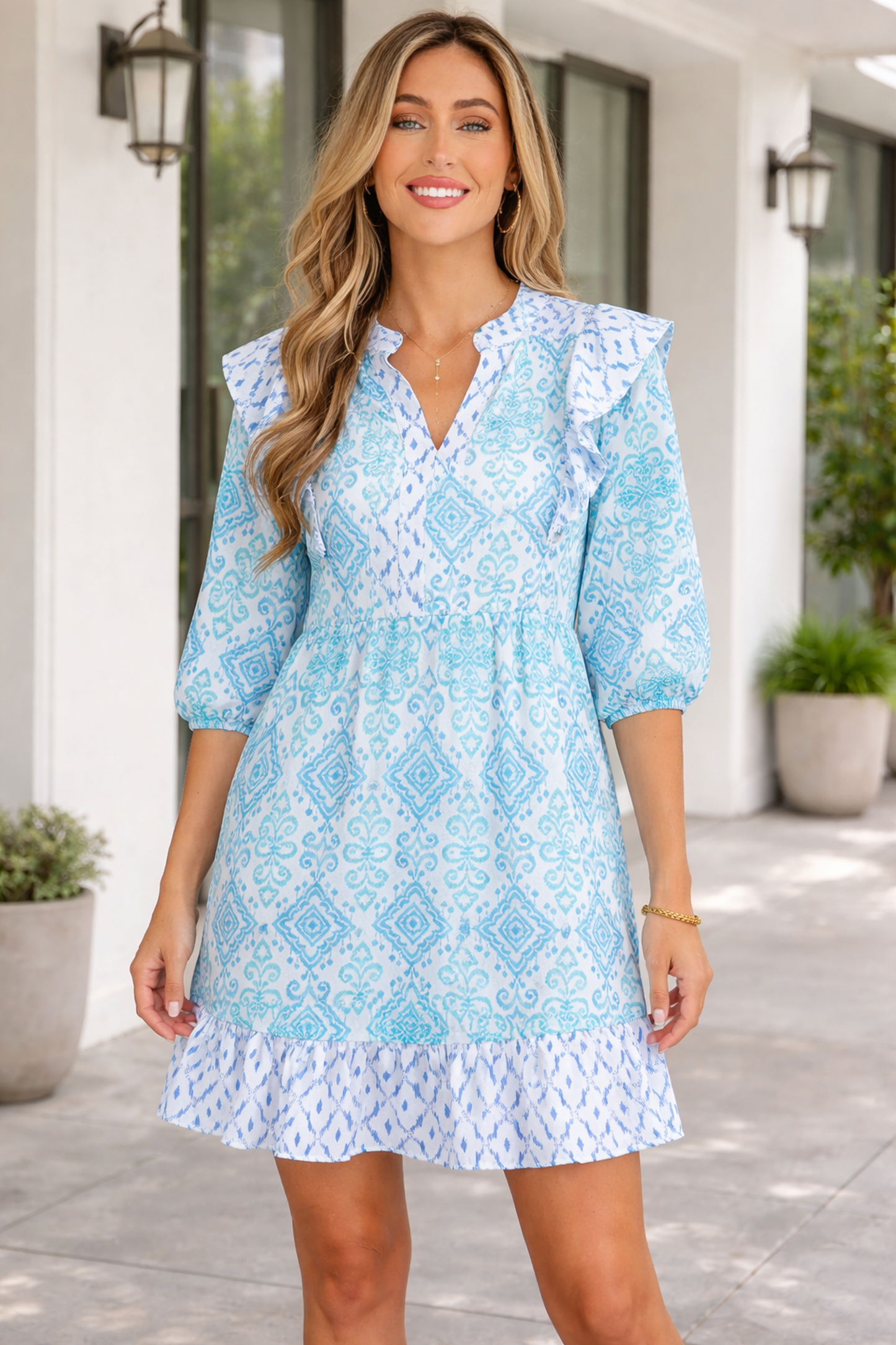 Threaded Pear Madilynn Puff Sleeve Mini Dress