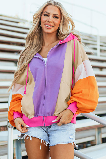 Threaded Pear Remy Patchwork Full Zipped Hoodie