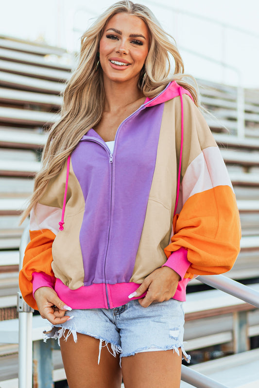 Threaded Pear Remy Patchwork Full Zipped Hoodie