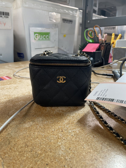 Classic Vanity Case with Chain Quilted Caviar Mini