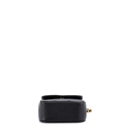 CC Frame Flap Clutch with Chain Quilted Caviar