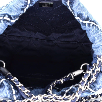 22 Chain Hobo Quilted Stitched Denim Mini