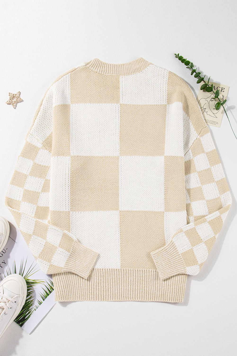 Threaded Pear Abigail Print Drop Shoulder Sweater