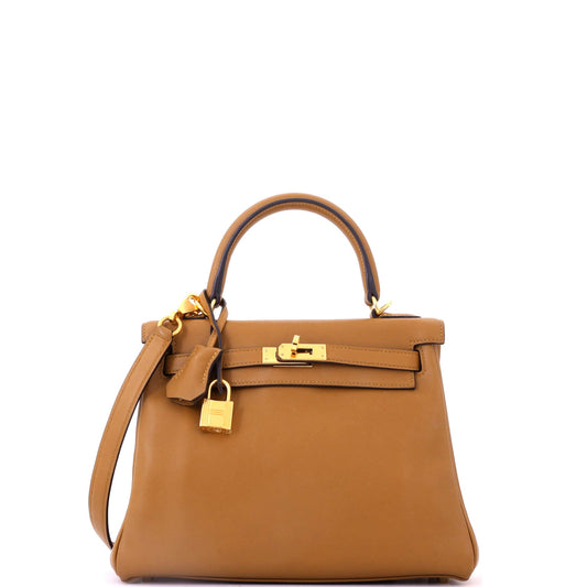 Kelly Handbag Bronze Dore Swift with Gold Hardware 25