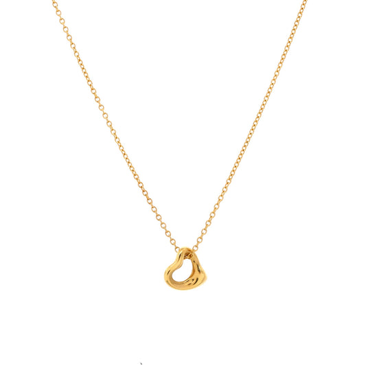 Elsa Peretti Open Heart Pendant Necklace 18K Yellow Gold 7mm