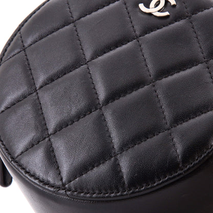 Round Clutch with Chain Quilted Lambskin Mini