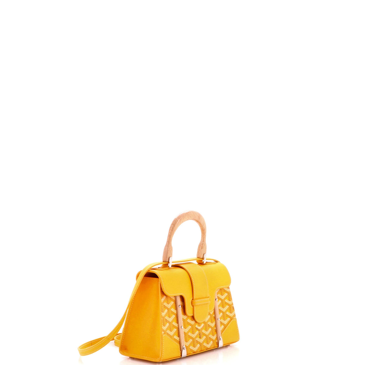 Structured Saigon Top Handle Bag Coated Canvas with Leather Mini