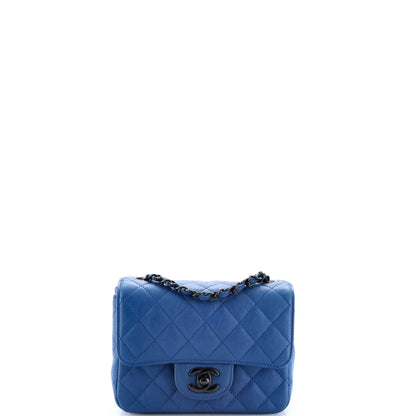 So Black Square Classic Single Flap Bag Quilted Crumpled Calfskin Mini