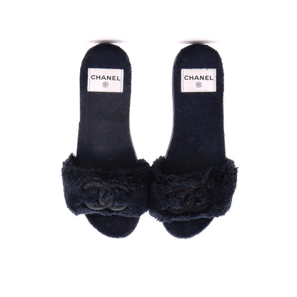 Women's CC Flat Slide Sandals Terry Cloth