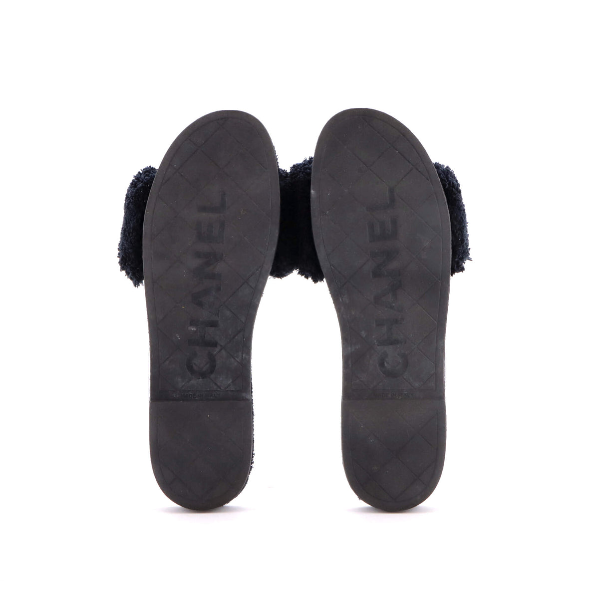 Women's CC Flat Slide Sandals Terry Cloth