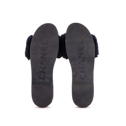 Women's CC Flat Slide Sandals Terry Cloth