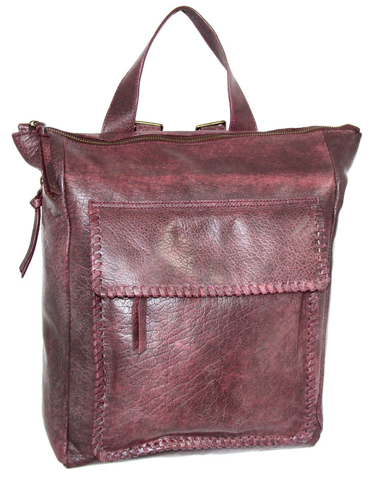 Grand Aviator Leather Backpack in Burgundy