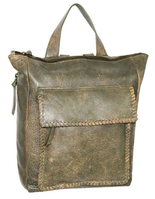 Grand Aviator Leather Backpack in Green