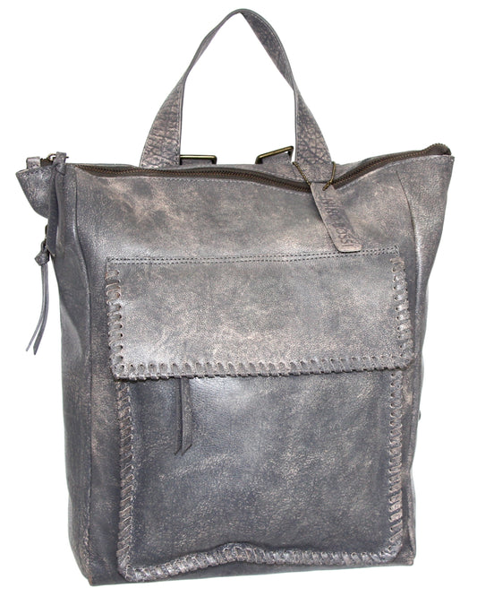 Grand Aviator Leather Backpack in Grey