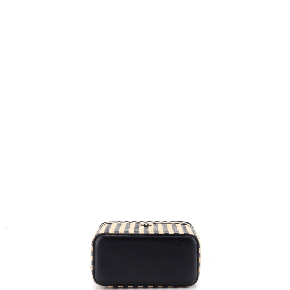 Classic Vanity Case with Chain Striped Raffia and Jute Small