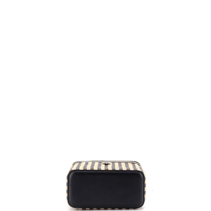 Classic Vanity Case with Chain Striped Raffia and Jute Small