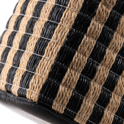 Classic Vanity Case with Chain Striped Raffia and Jute Small