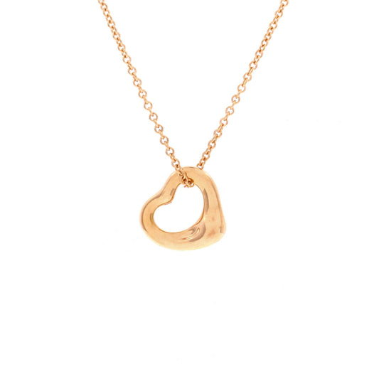 Elsa Peretti Open Heart Pendant Necklace 18K Rose Gold 11mm