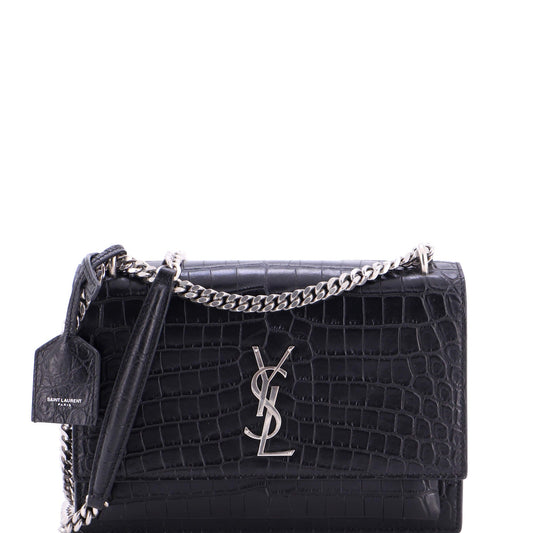Sunset Crossbody Bag Crocodile Embossed Leather Medium