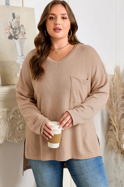 Threaded Pear Abby Shoulder Knit Tunic PLUS Top