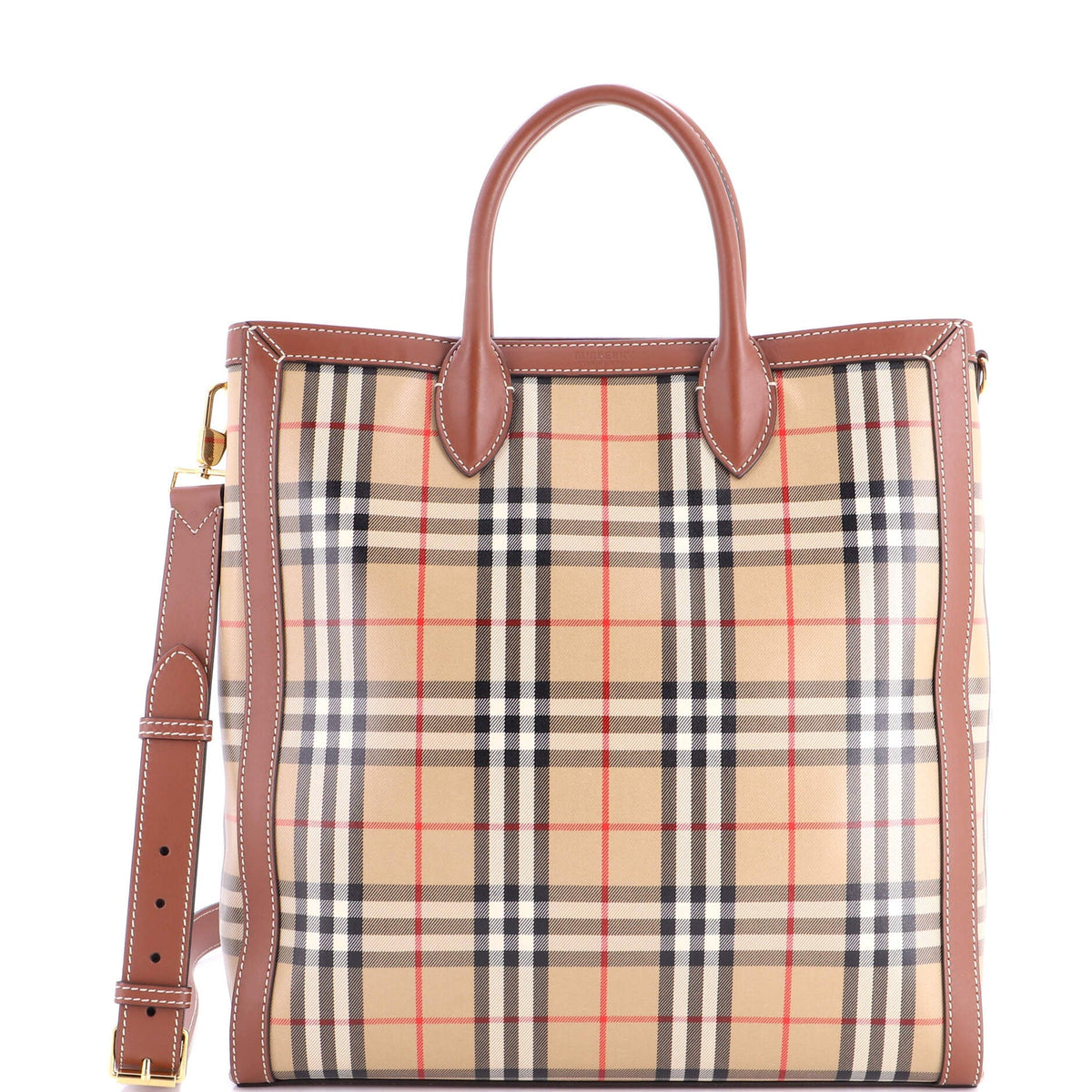 Convertible Tote Vintage Check Coated Canvas Medium