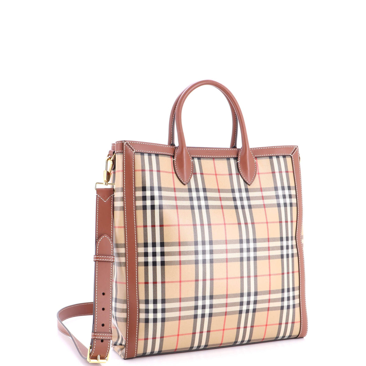 Convertible Tote Vintage Check Coated Canvas Medium