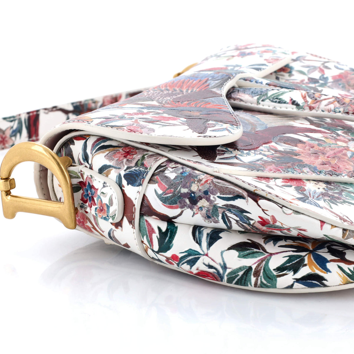 Saddle Handbag with Strap Printed Leather Medium