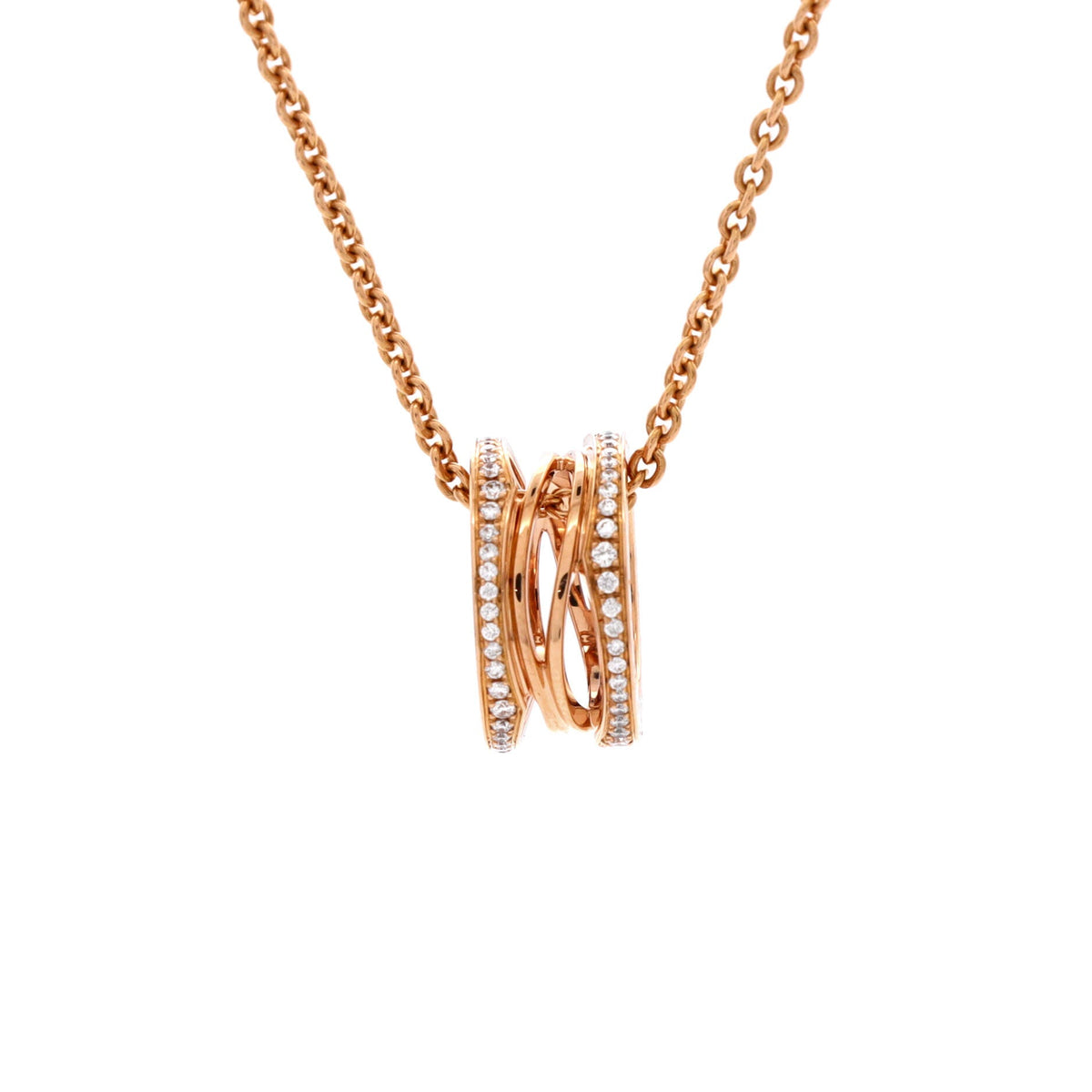B.Zero1 Open Design Legend Zaha Hadid Pendant Necklace 18K Rose Gold with Diamonds