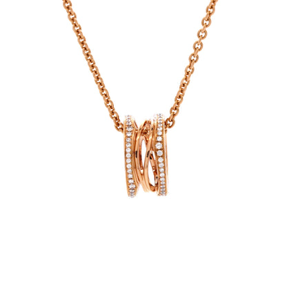 B.Zero1 Open Design Legend Zaha Hadid Pendant Necklace 18K Rose Gold with Diamonds