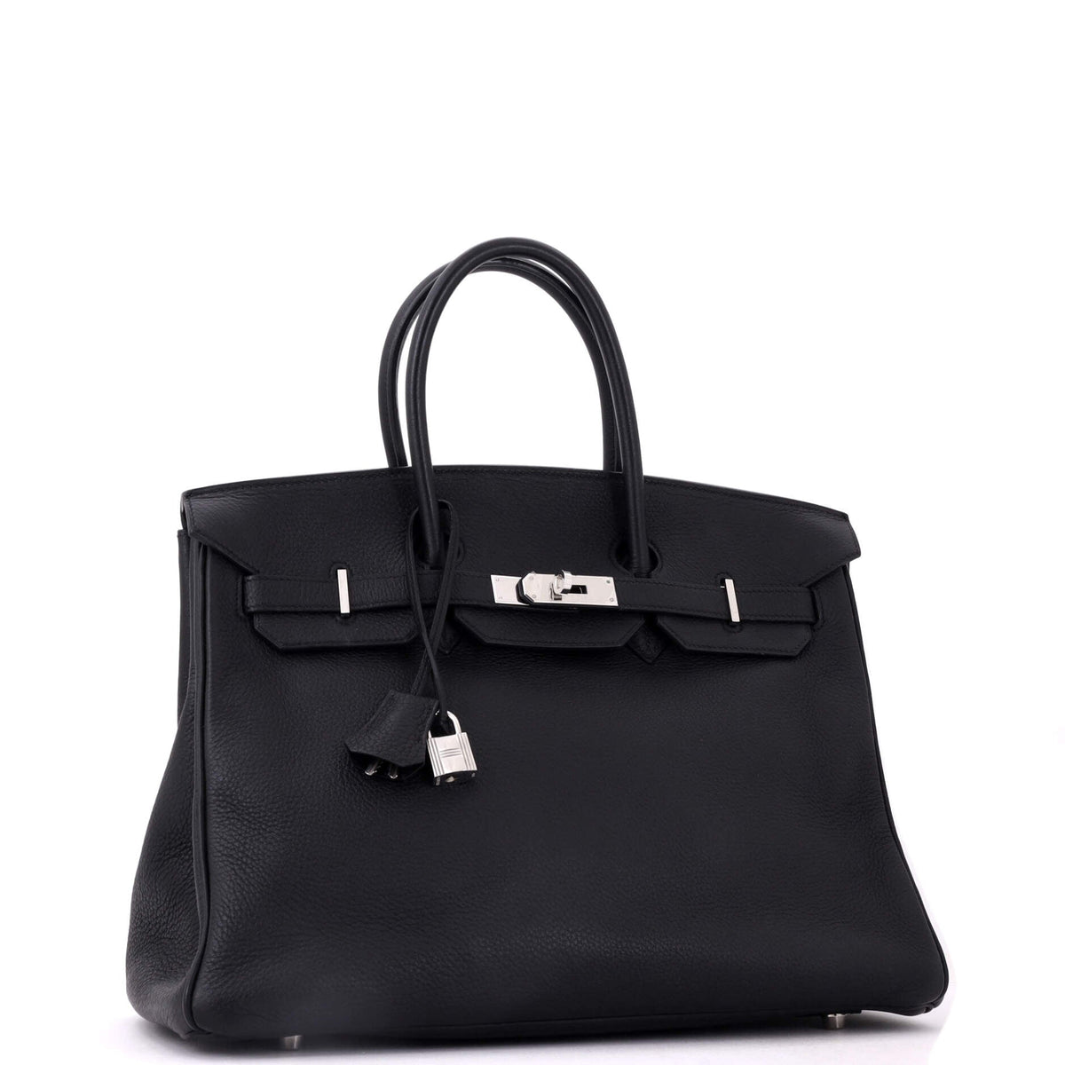 Birkin Handbag Noir Clemence with Palladium Hardware 35