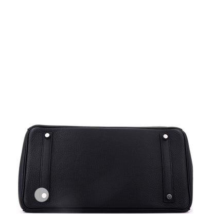 Birkin Handbag Noir Clemence with Palladium Hardware 35