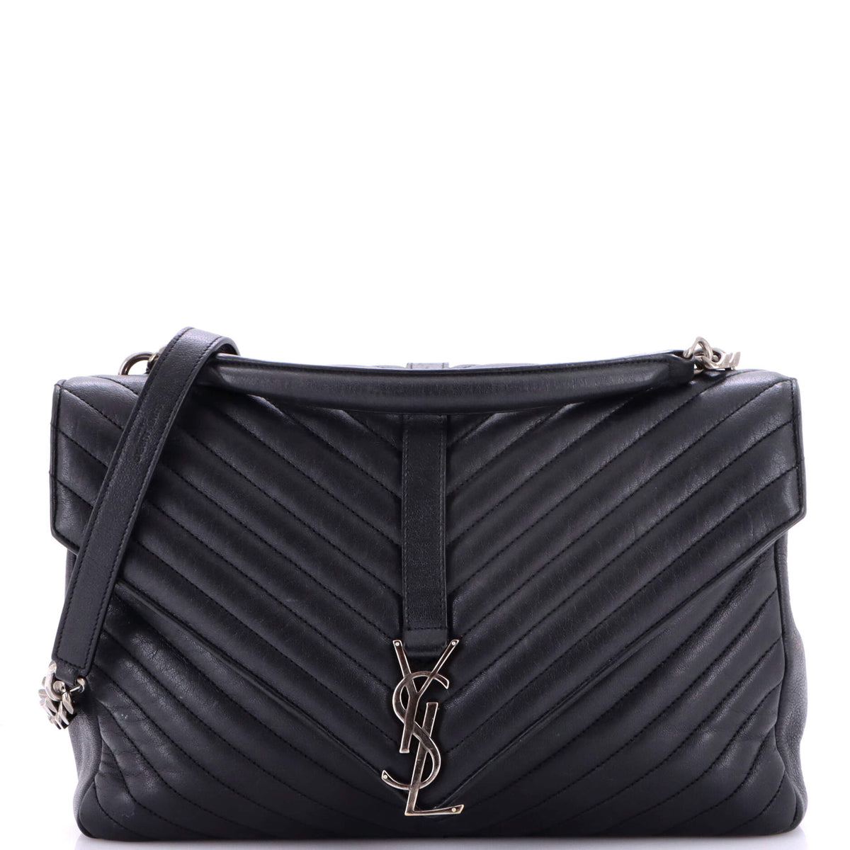 Classic Monogram College Bag Matelasse Chevron Leather Large