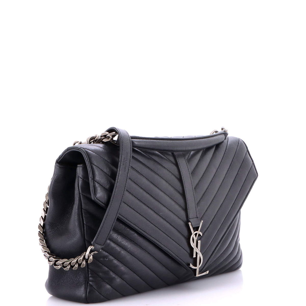 Classic Monogram College Bag Matelasse Chevron Leather Large