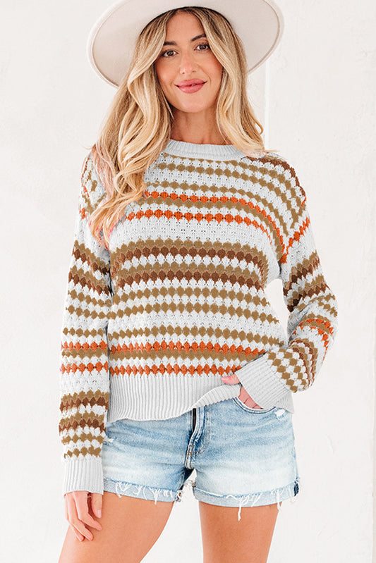Threaded Pear Jimena Patterned Drop Shoulder Sweater